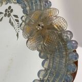 Miroir murano venice 1900 structure bois opalescent stylisées 22x24cm