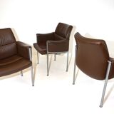 Röder Söhne Set of 3 leather office/dining room chairs by Miller Borgsen