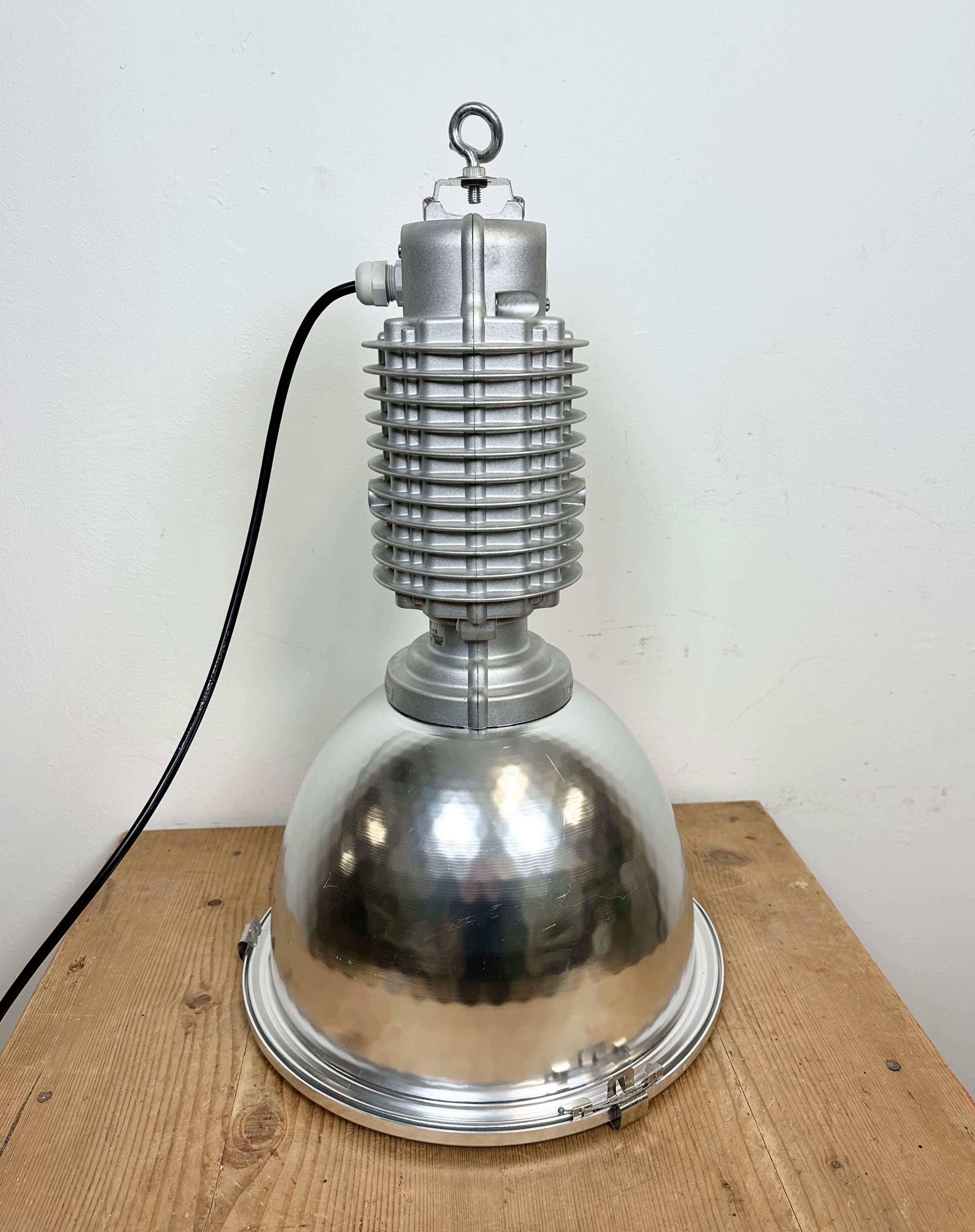 Industrial pendant lamp with glass cover by charles keller for zumtobel, 1990s