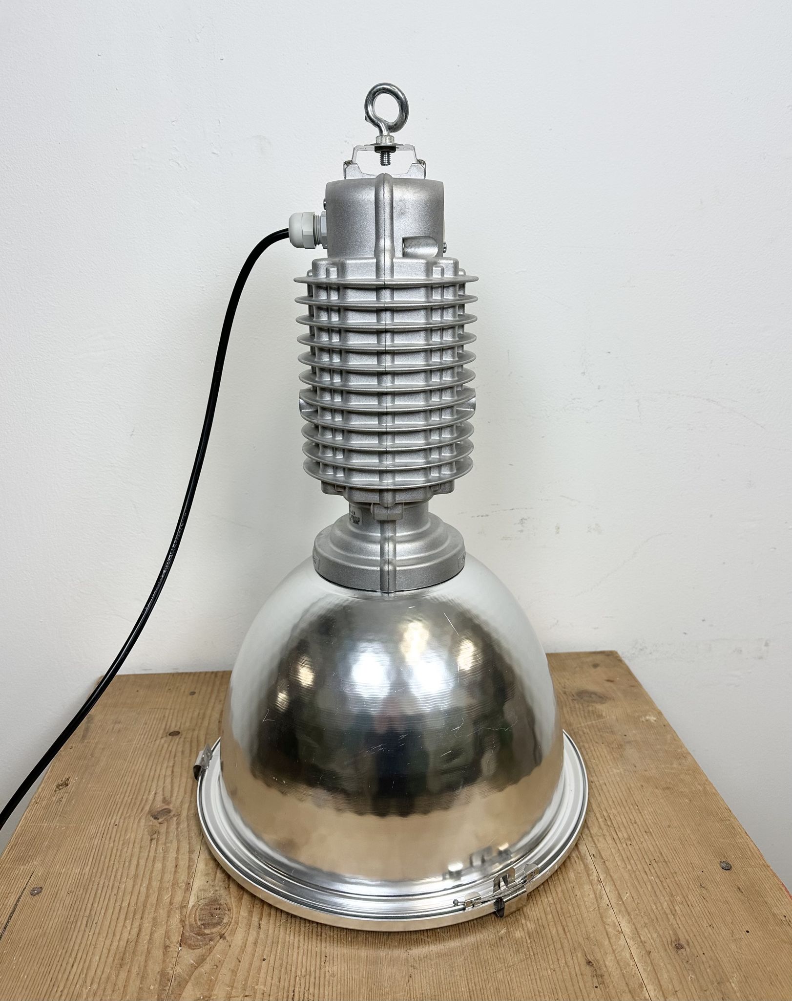 Industrial pendant lamp with glass cover by charles keller for zumtobel, 1990s