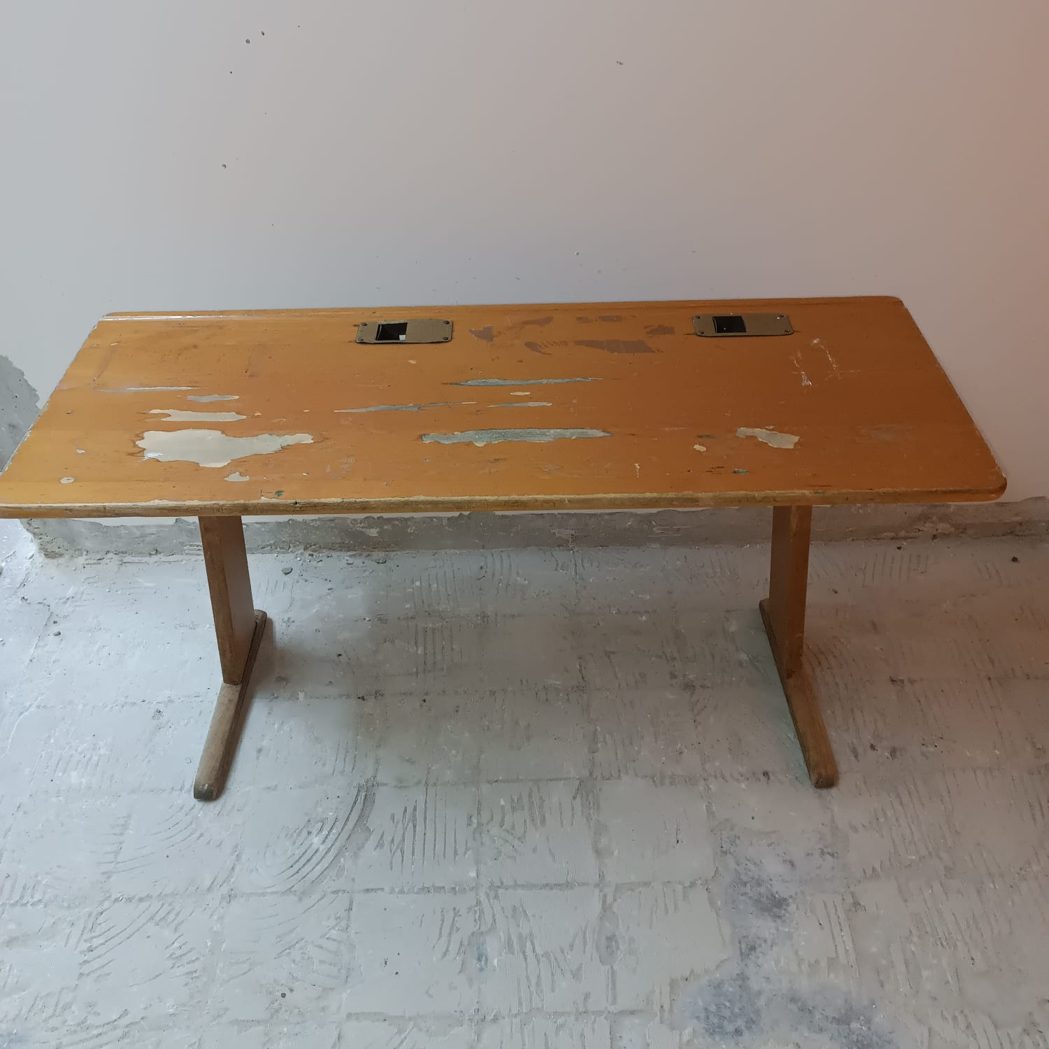 Casala school table with inkwell metal vintage