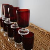9 Luminarc red liquor glasses