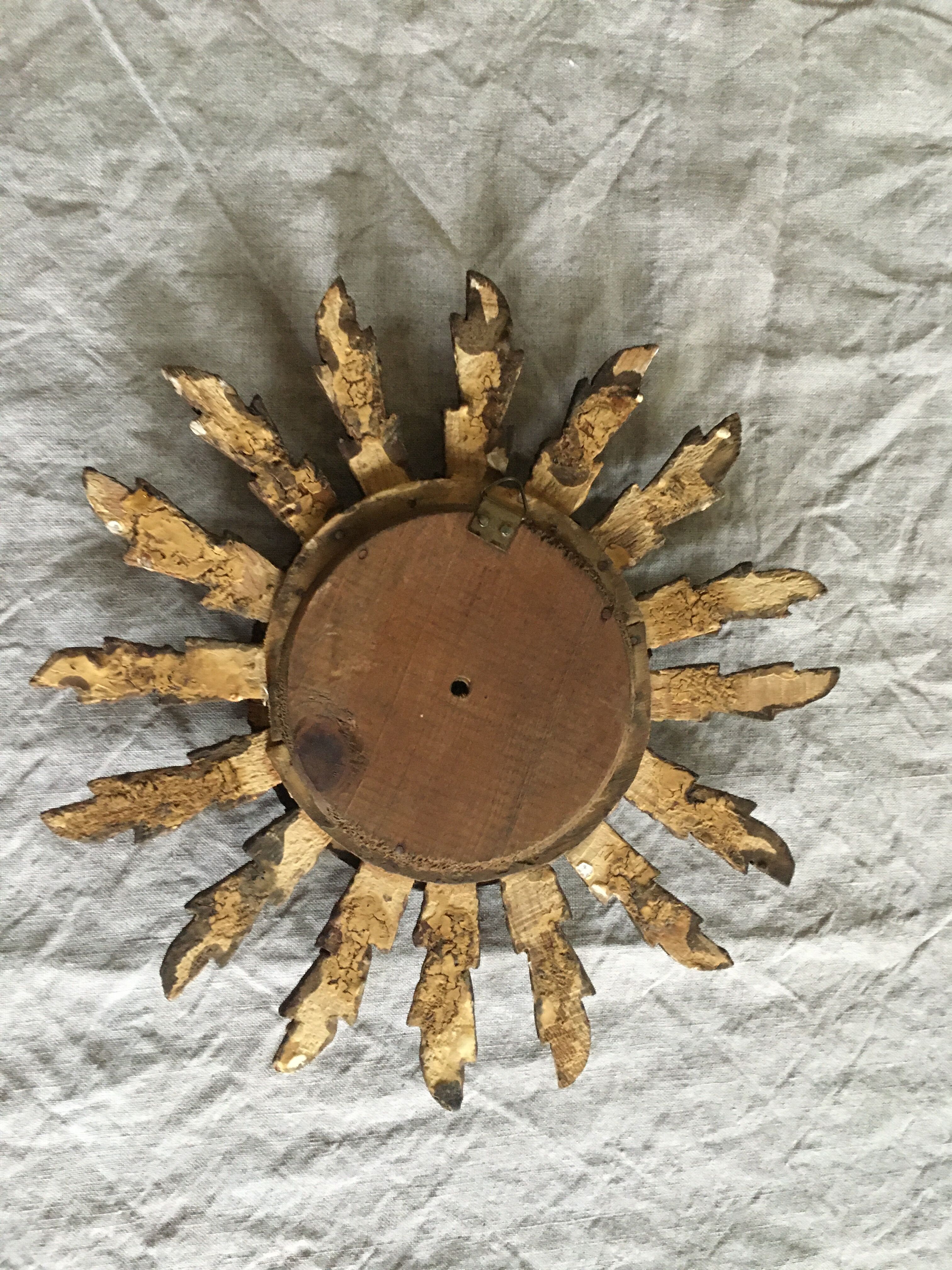 Gilded wood sun mirror, 60s