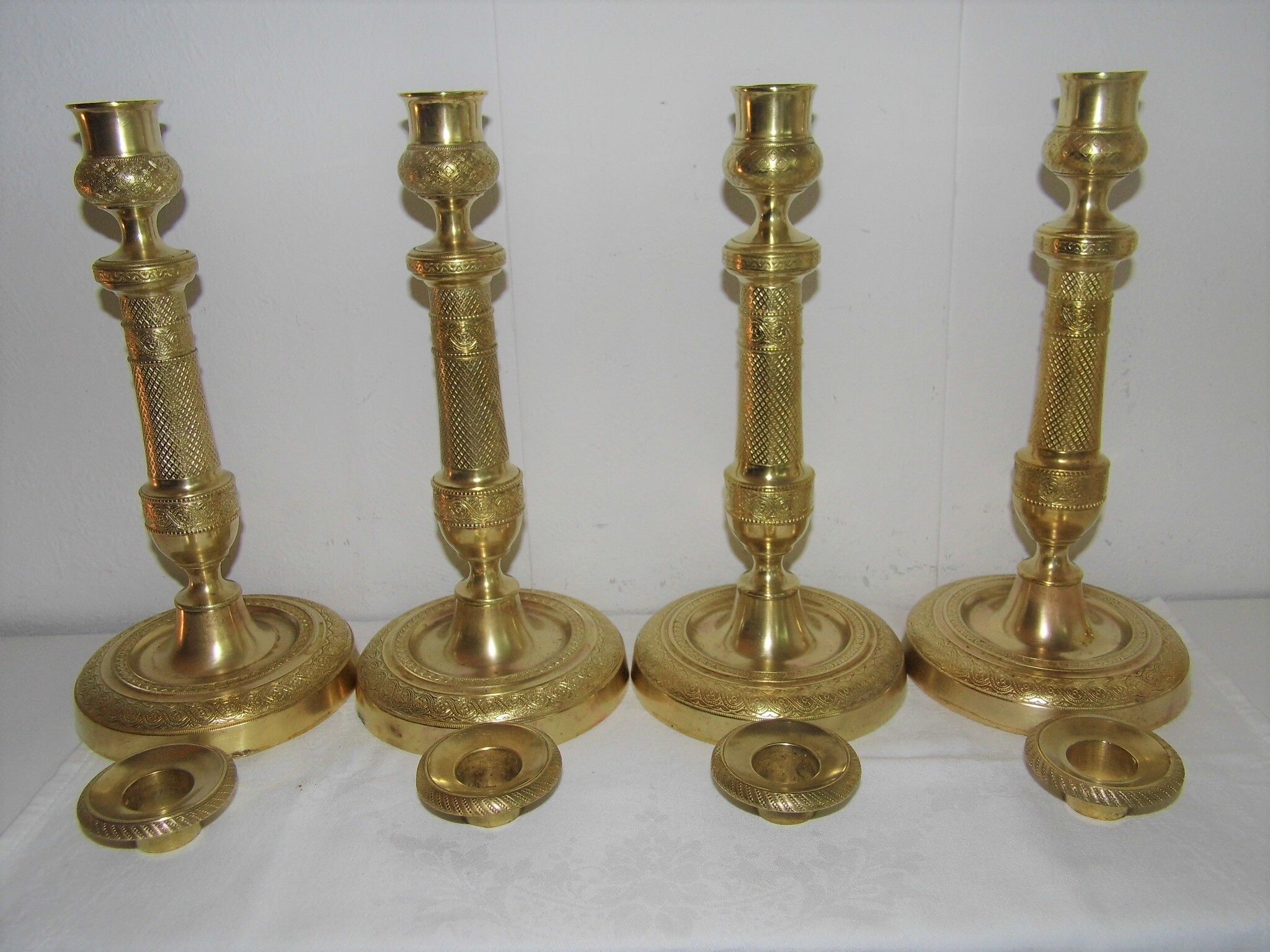 4 brass bronze torch candlesticks 27 cm
