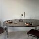 Space Age dining table in smoked glass & chrome