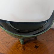 Large sculptural tripod bowl Ceramidi – Black/green glazed ceramic