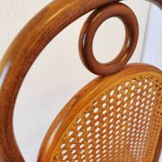 Set of 4 Vintage Bentwood Dining Chairs: Cane Back, Leather Seat, Thonet St