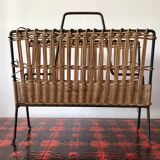 Vintage rattan magazine holder