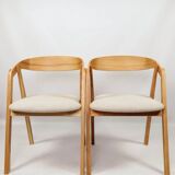 Vintage chairs light oak and beige natural linen