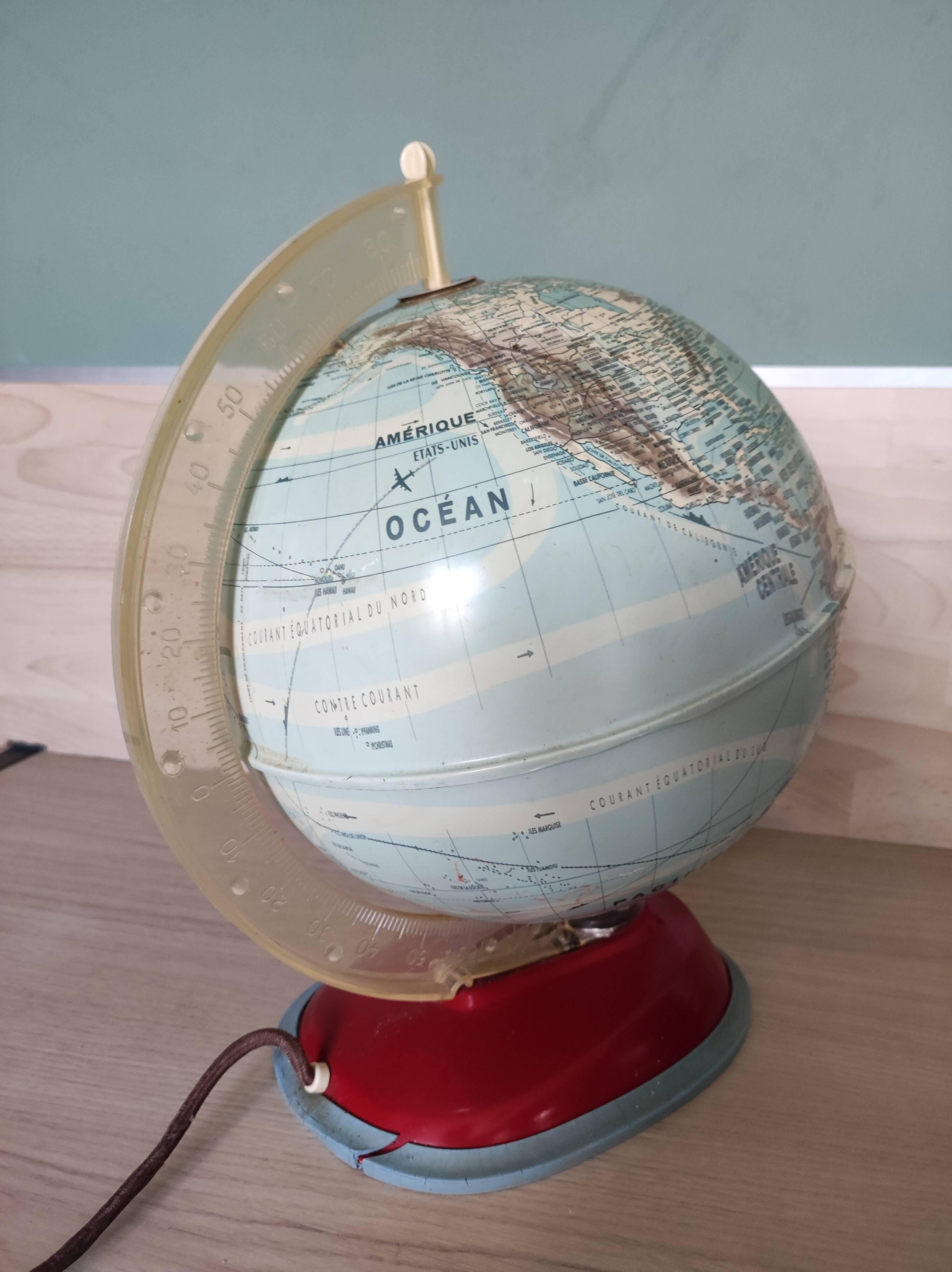 Luminous globe world map west Germany vintage