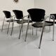 6 black leather and chrome metal chairs Brayton International vintage sa
