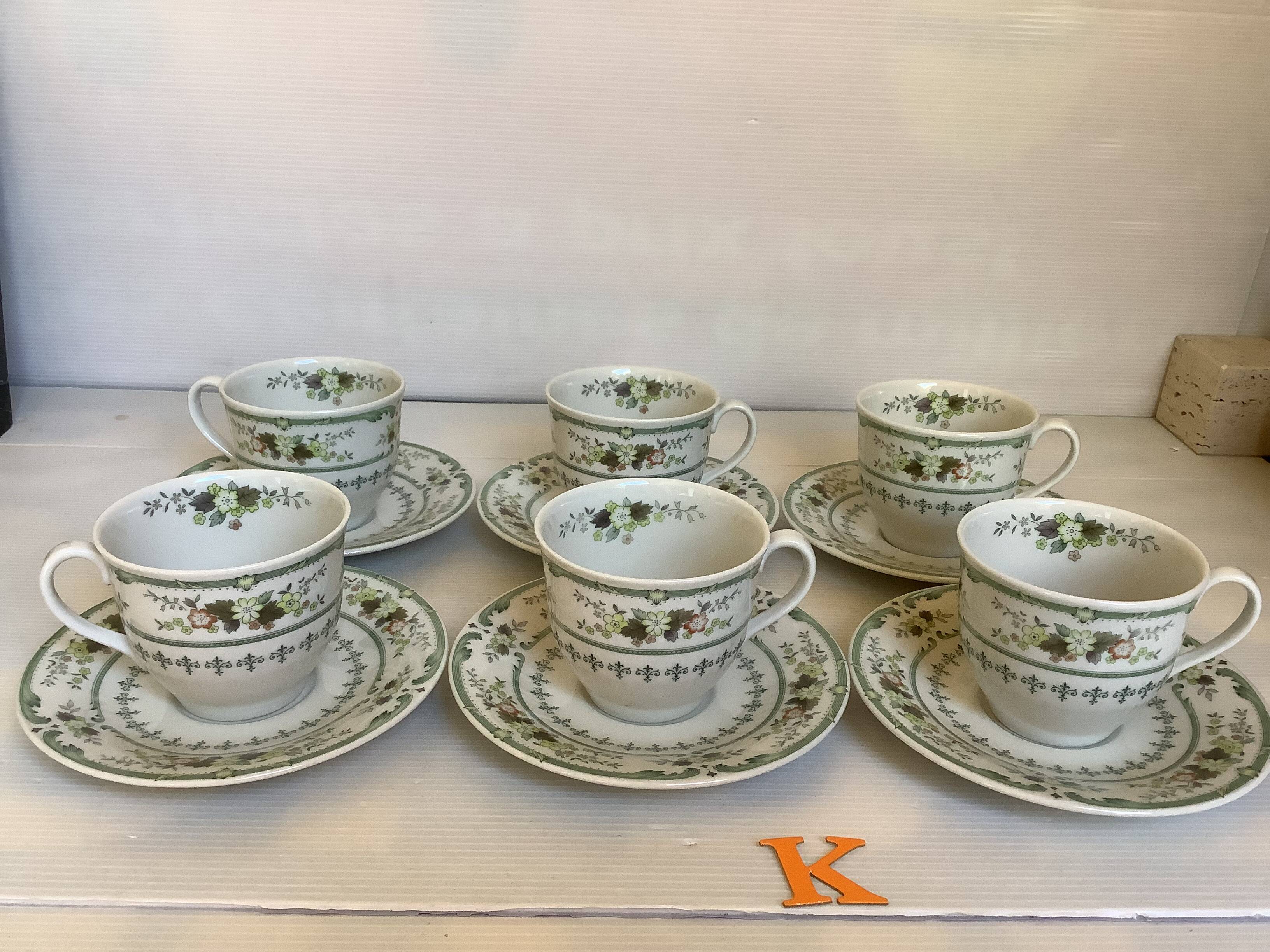 Six Royal Doulton Provencal cups and saucers