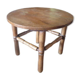 Table basse bois ronde gueridon art deco 1950