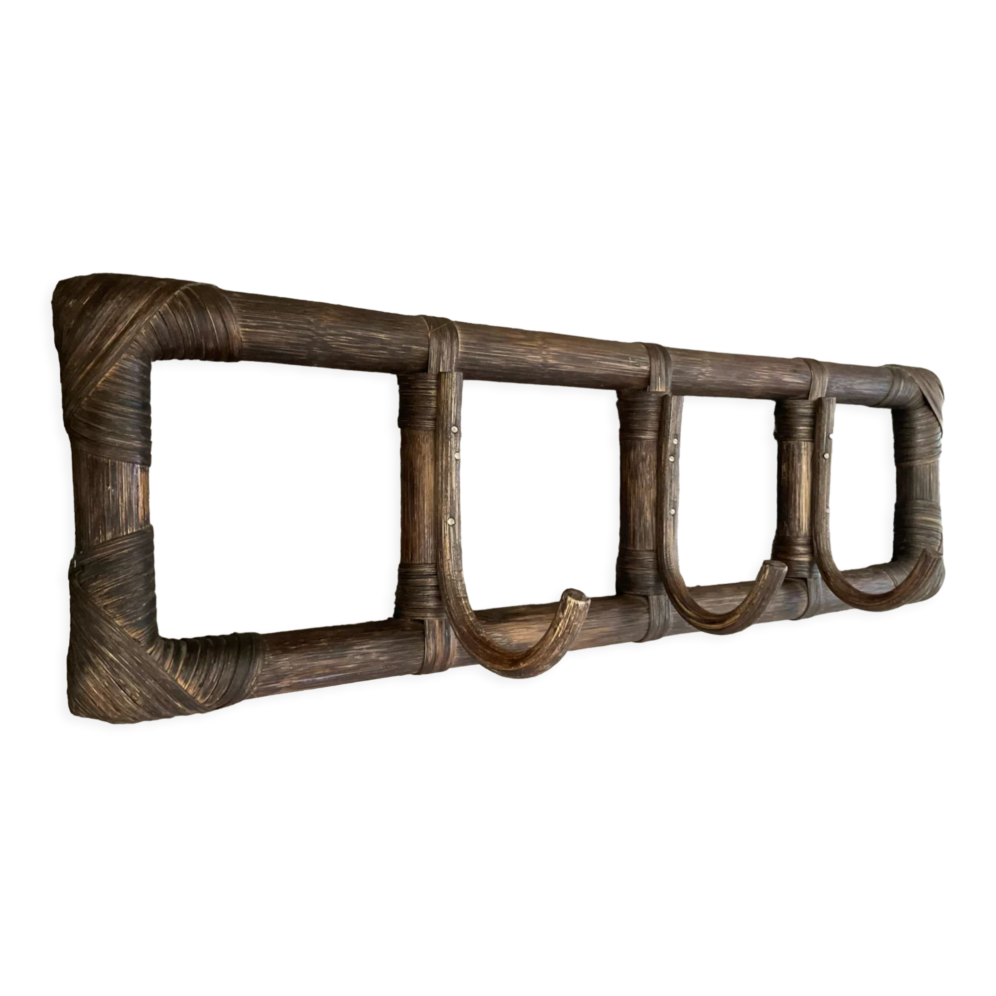 Vintage rattan coat rack from the 60s