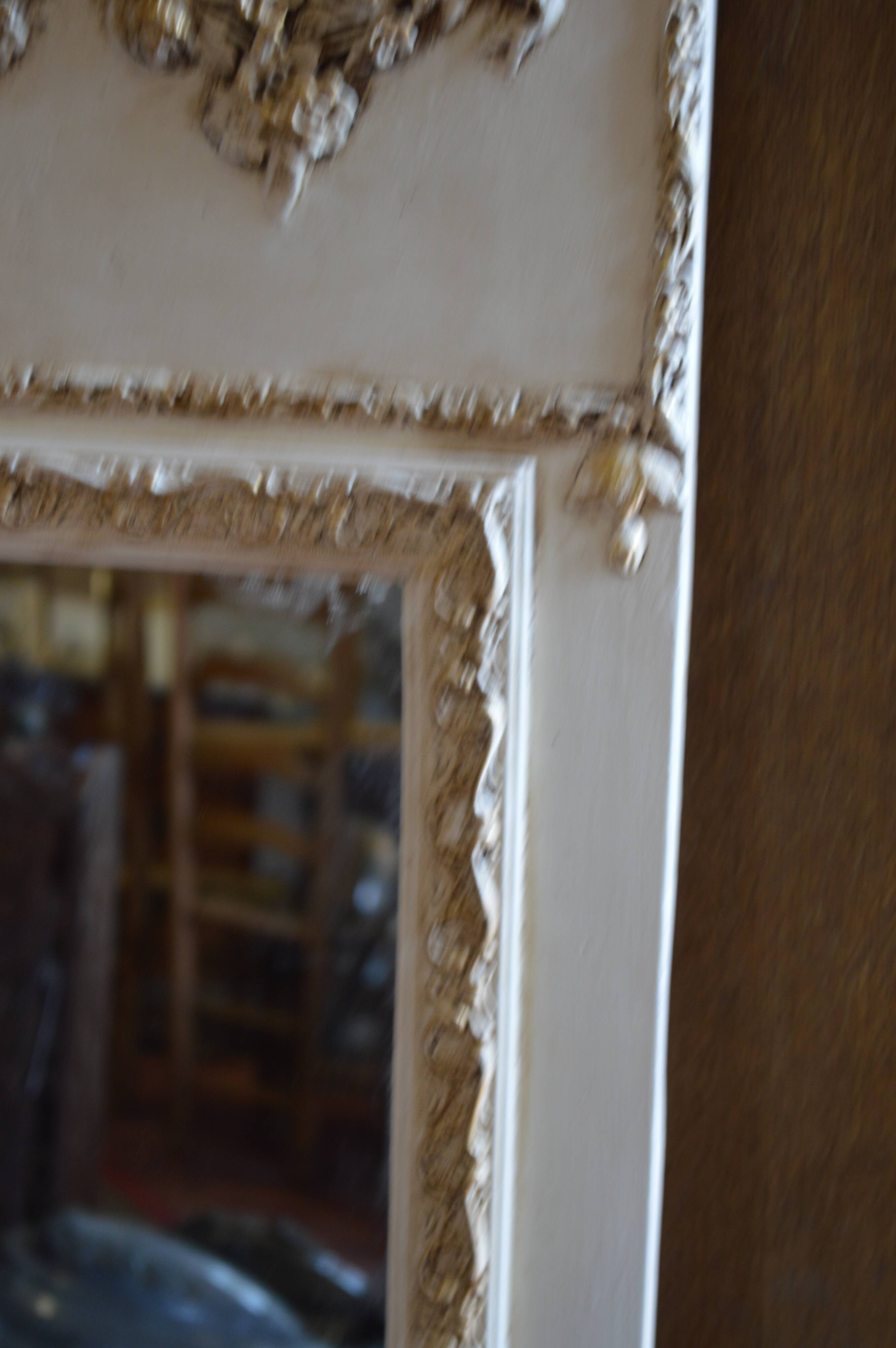 Beige and gold patinated trumeau mirror 111x70cm