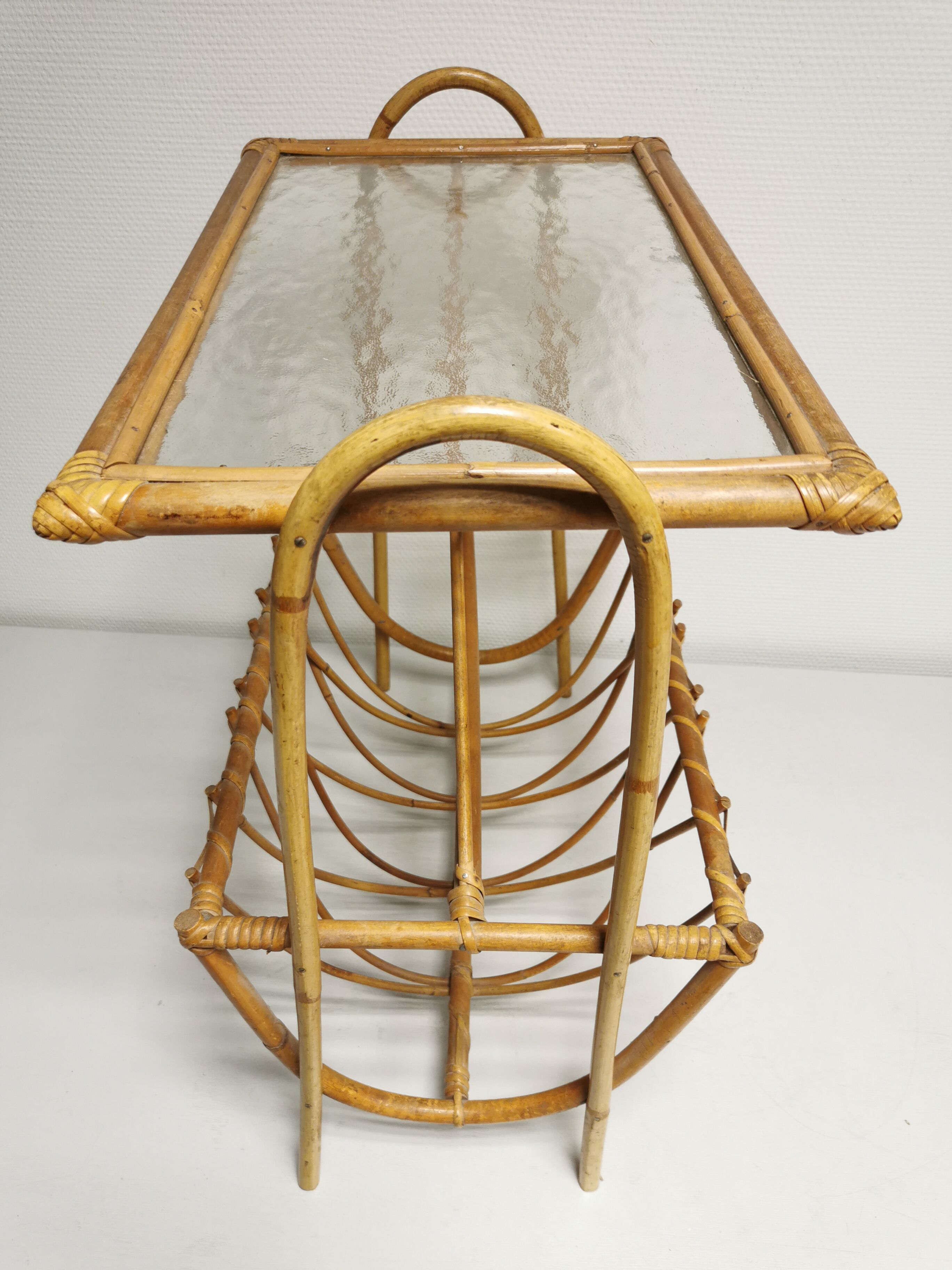 Vintage Review Door with Shelf, Bamboo / Rattan Sofa End