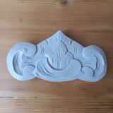 Linen patinated carved pediment woodwork