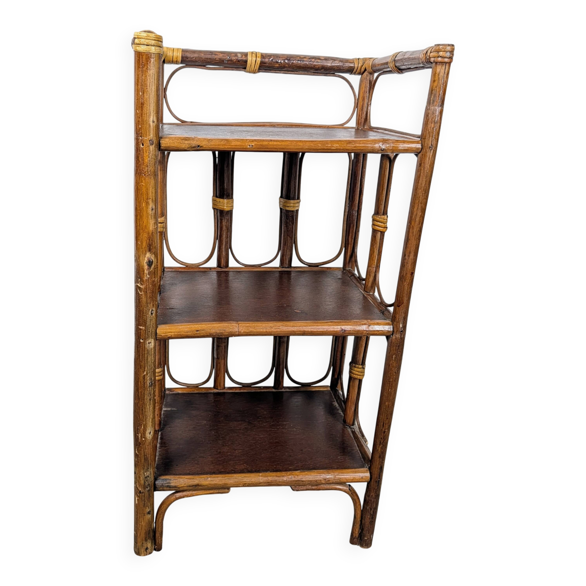 Small rattan and wood shelf
