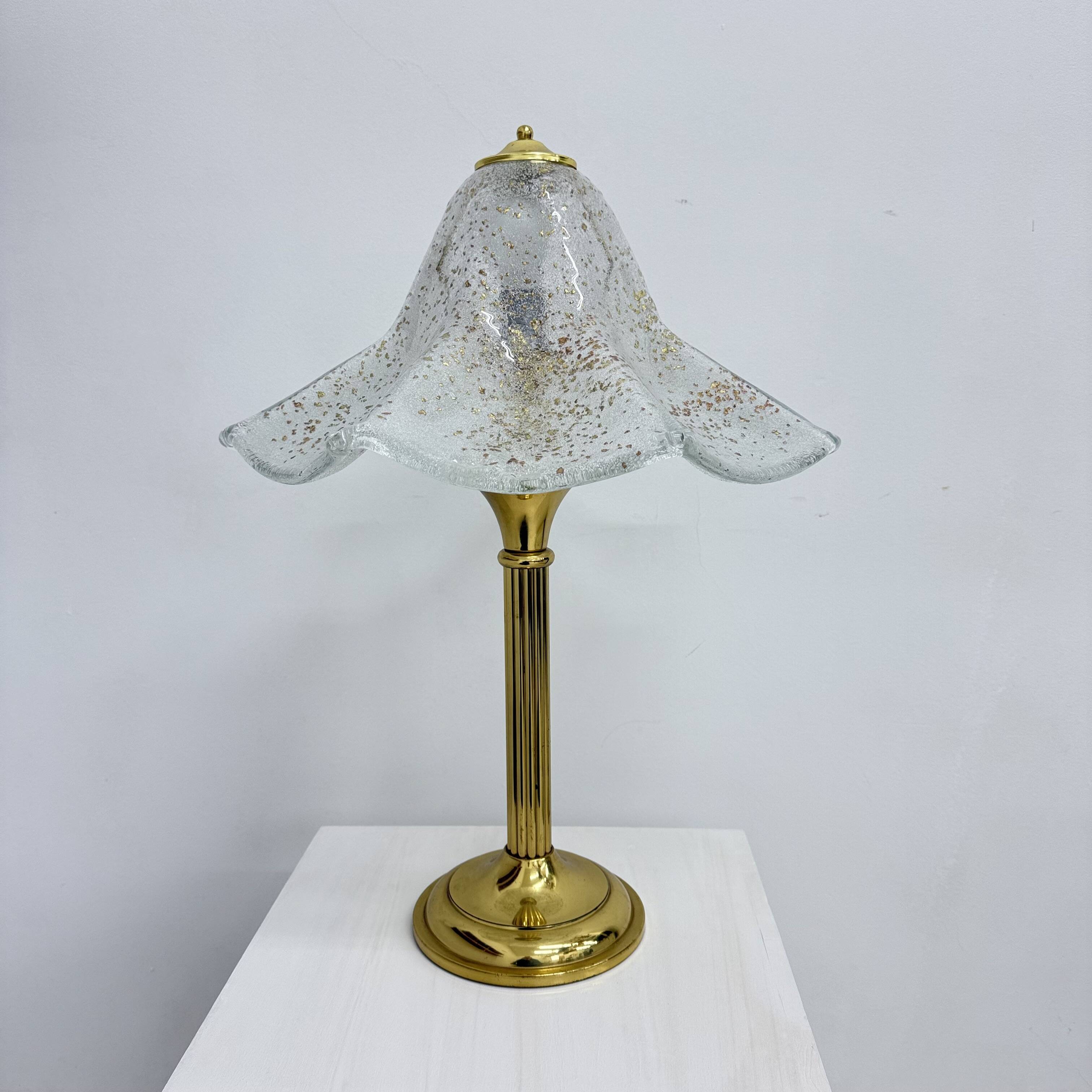 Mid century glass table lamp , 1970s
