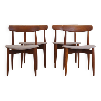 Set of four teak chairs, Danish design, 1960s, designer: H.W. Klein