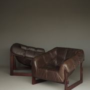 Rare pair of model MP-91 leather lounge chairs by Percival Lafer