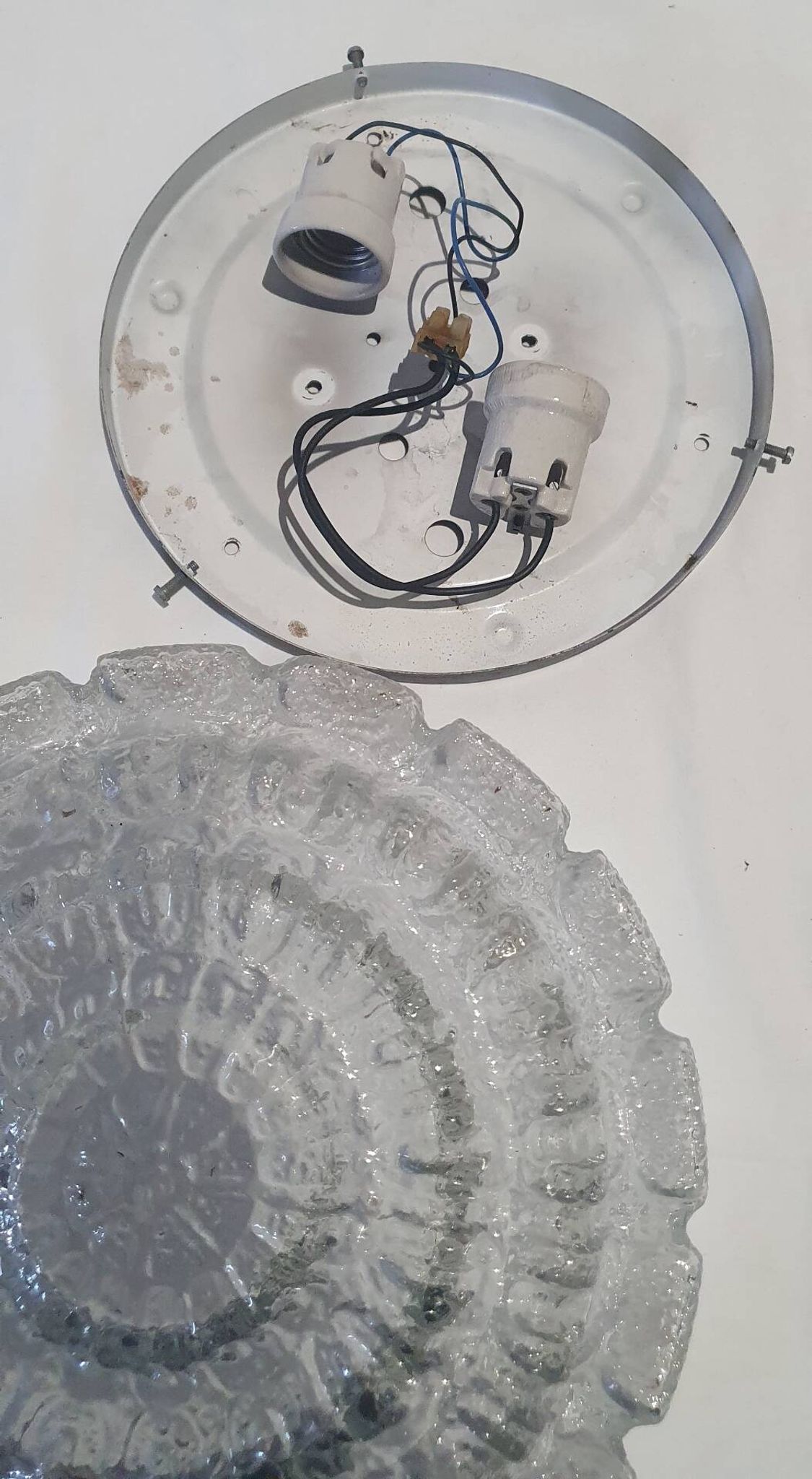 Wall ceiling lamp ø 28 cm Glashutte Limburg 1960s moulded glass