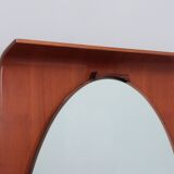 Mid century curved entryway teak mirror 1960s