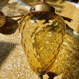 Pineapple chandelier in amber glass and brass 1960