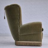 1960s, Danish highback relax armchair, original condition, green furniture velour.