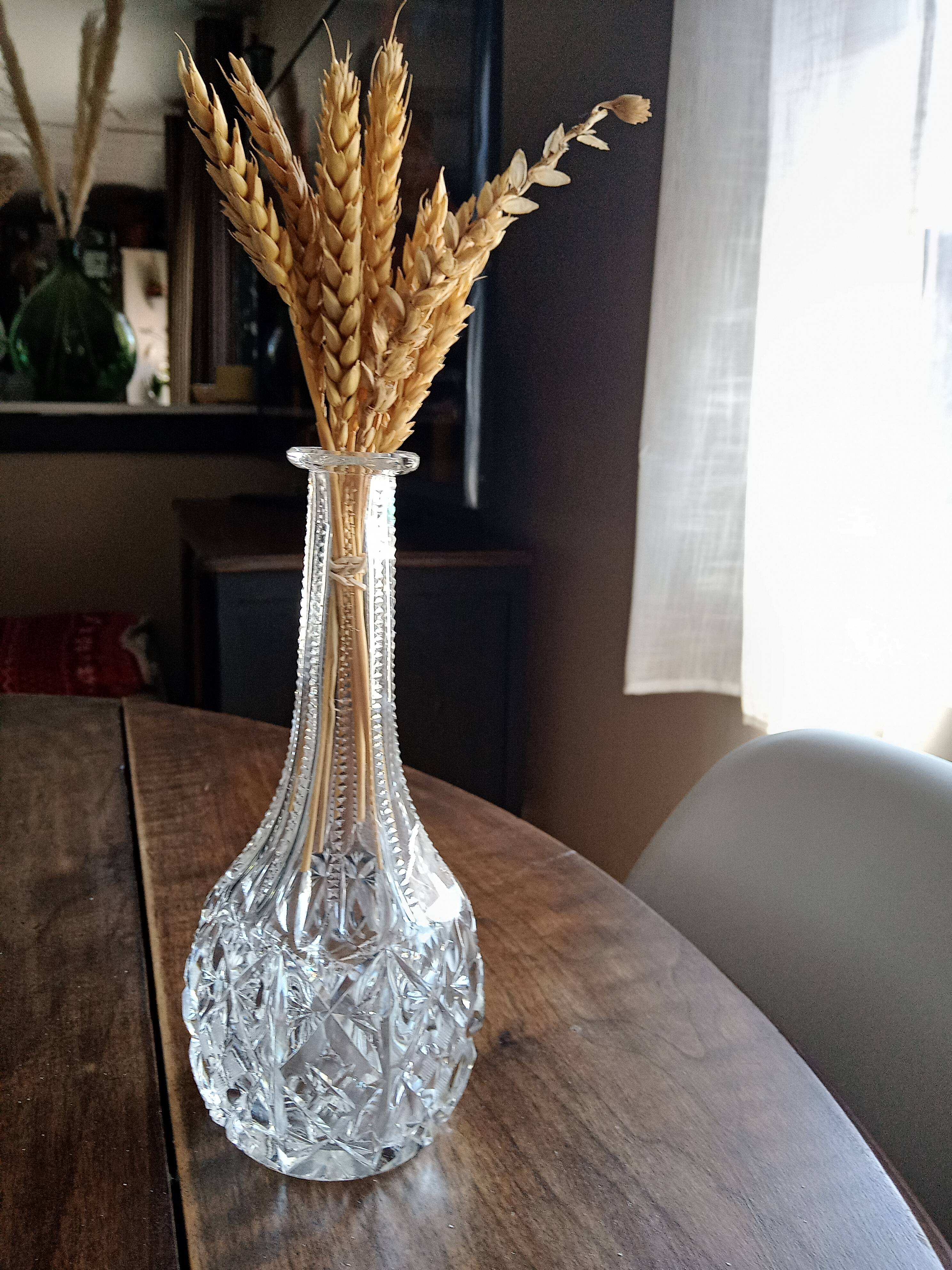 Carafe, vase, vintage soliflore cut glass