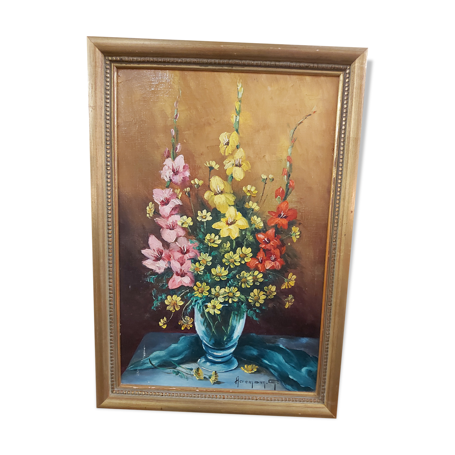 Oil on canvas bouquet of flowers