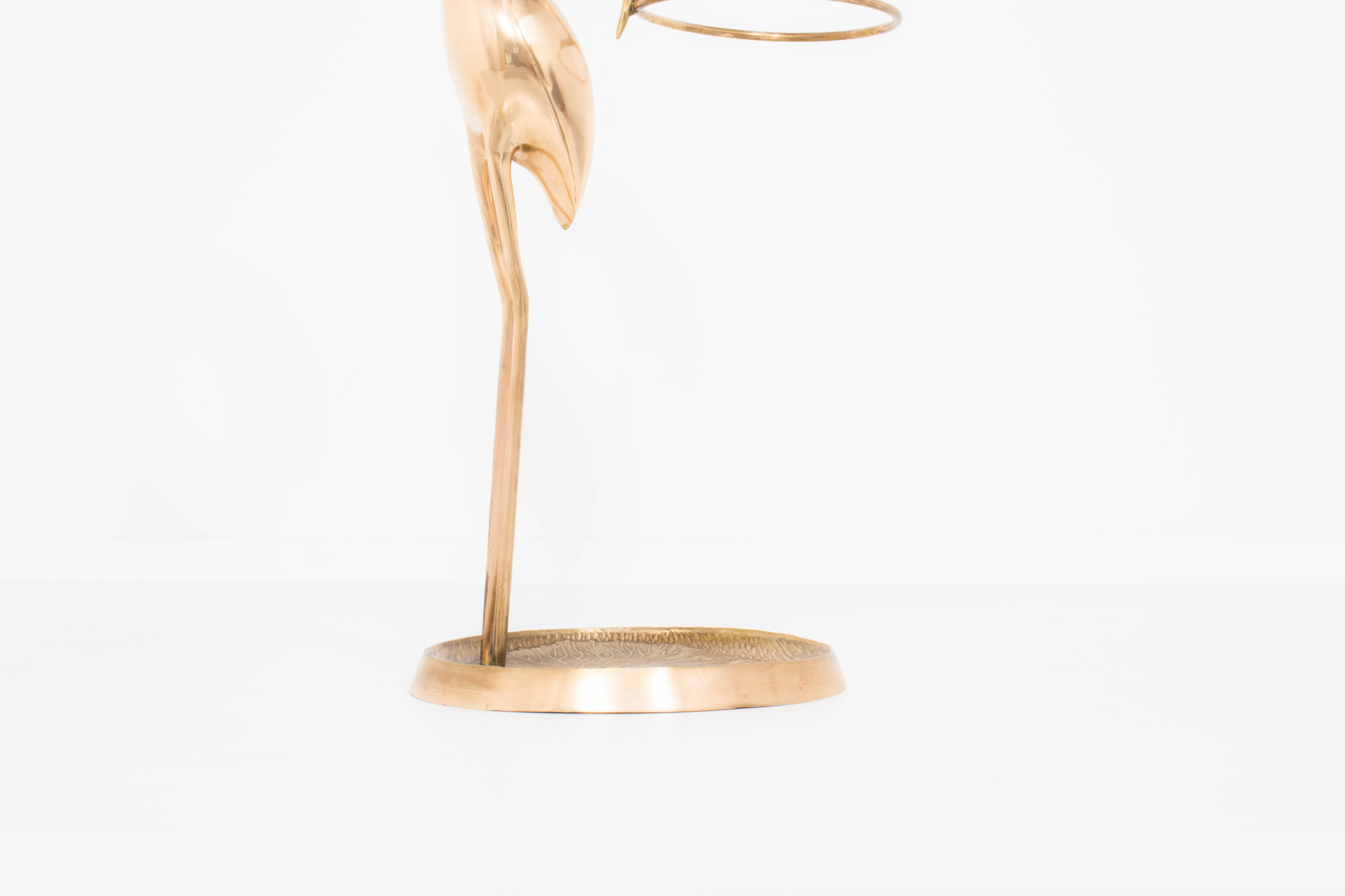Vintage brass heron bird umbrella stand