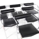 Set of 6 chrome and leather chairs
