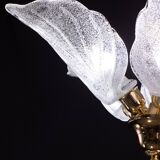 Elegant Murano Candlestick with 5 Leaves in Grit