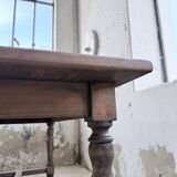 Farm table with turned legs, made of pine and birch, 180cm.