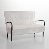 Guglielmo Ulrich Two Seat Sofa in Grey Silver Fabric. Italy, 1950s