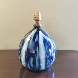 Vintage blue ceramic ball lamp signed