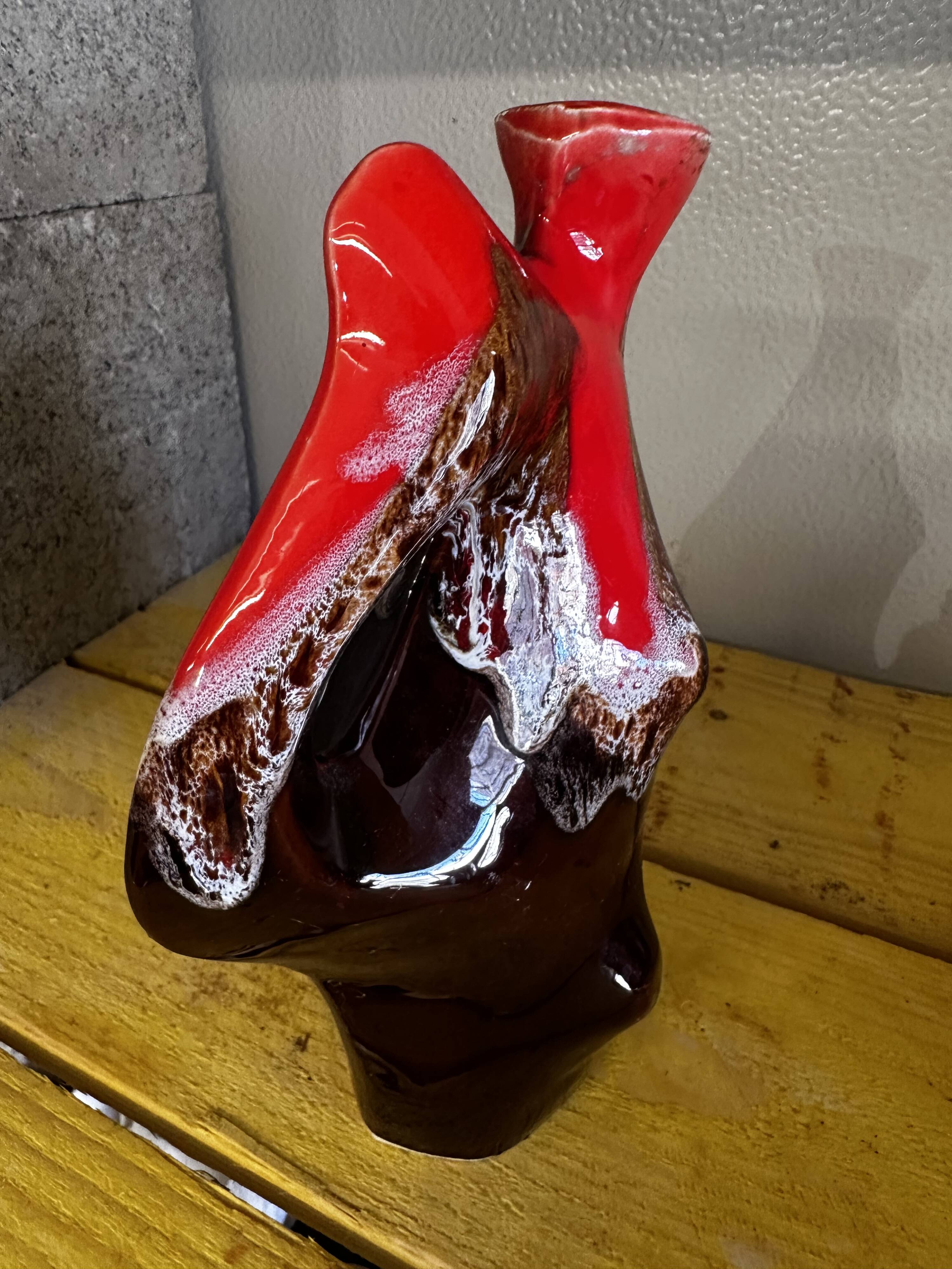 Vallauris Glazed Ceramic Pitcher Vase - Free Form H 22 cm