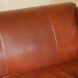 Vintage leather canapé in Art Nouveau style