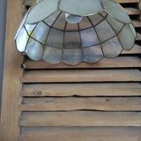 Suspension lampshade Luminaire Mother-of-pearl Damier gilded brass old Dp 0322122