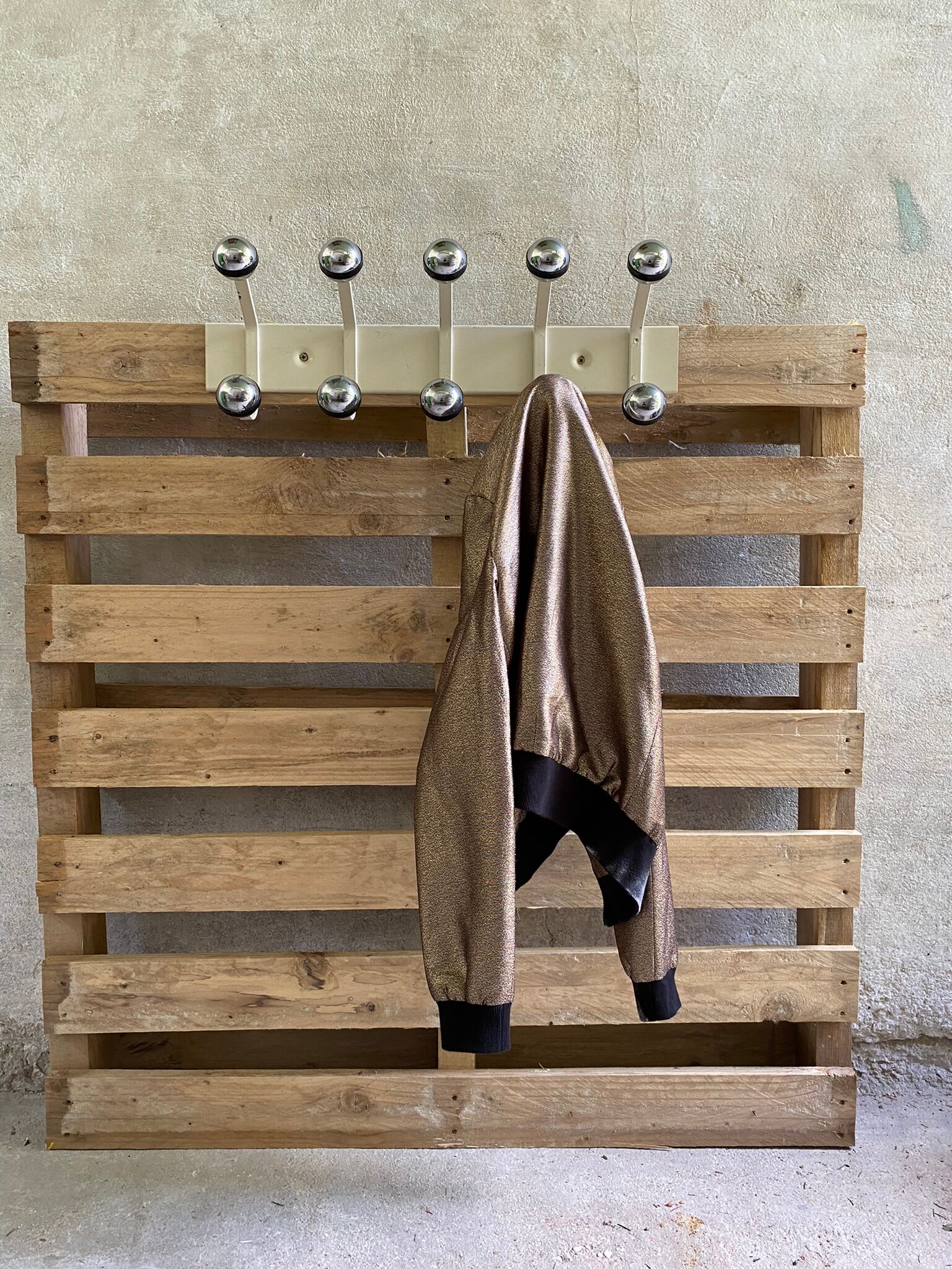 Vintage wall coat rack, Ten hooks, 70s