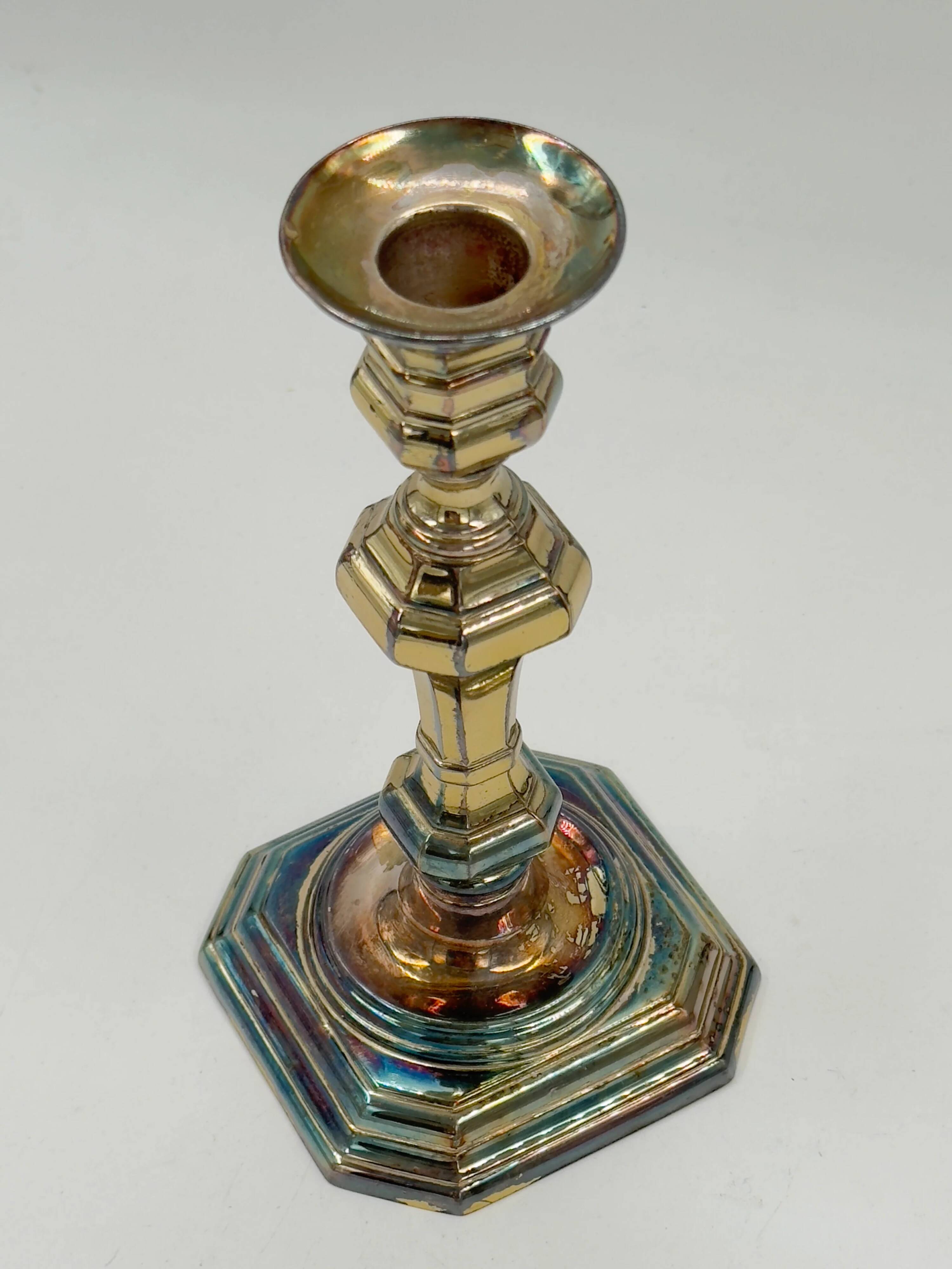 Bougeoir vintage en laiton argenté