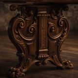 Grand Baroque-Style 11-Piece Dining Suite — Carved Oak & Oak Veneer — Table