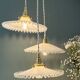 Vintage triple suspension lampshade in white opaline.