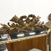 Large antique pediment mirror with mouldings.