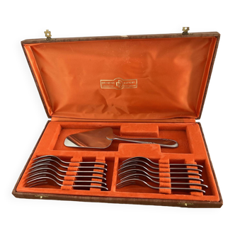 Case/box of 12 forks and 1 stainless steel dessert server