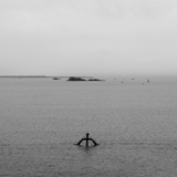 Black and white photograph on aluminium - Saint Malo, Bon Secours swimming pool