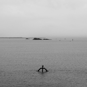 Black and white photograph on aluminium - Saint Malo, Bon Secours swimming pool