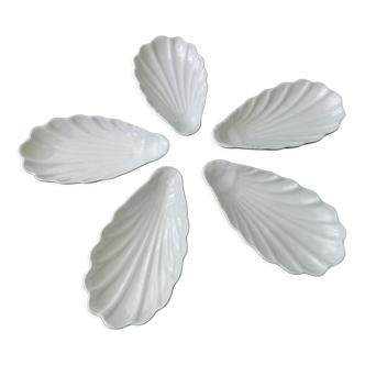 Set of 5 Pillivuyt white porcelain avocado bowls