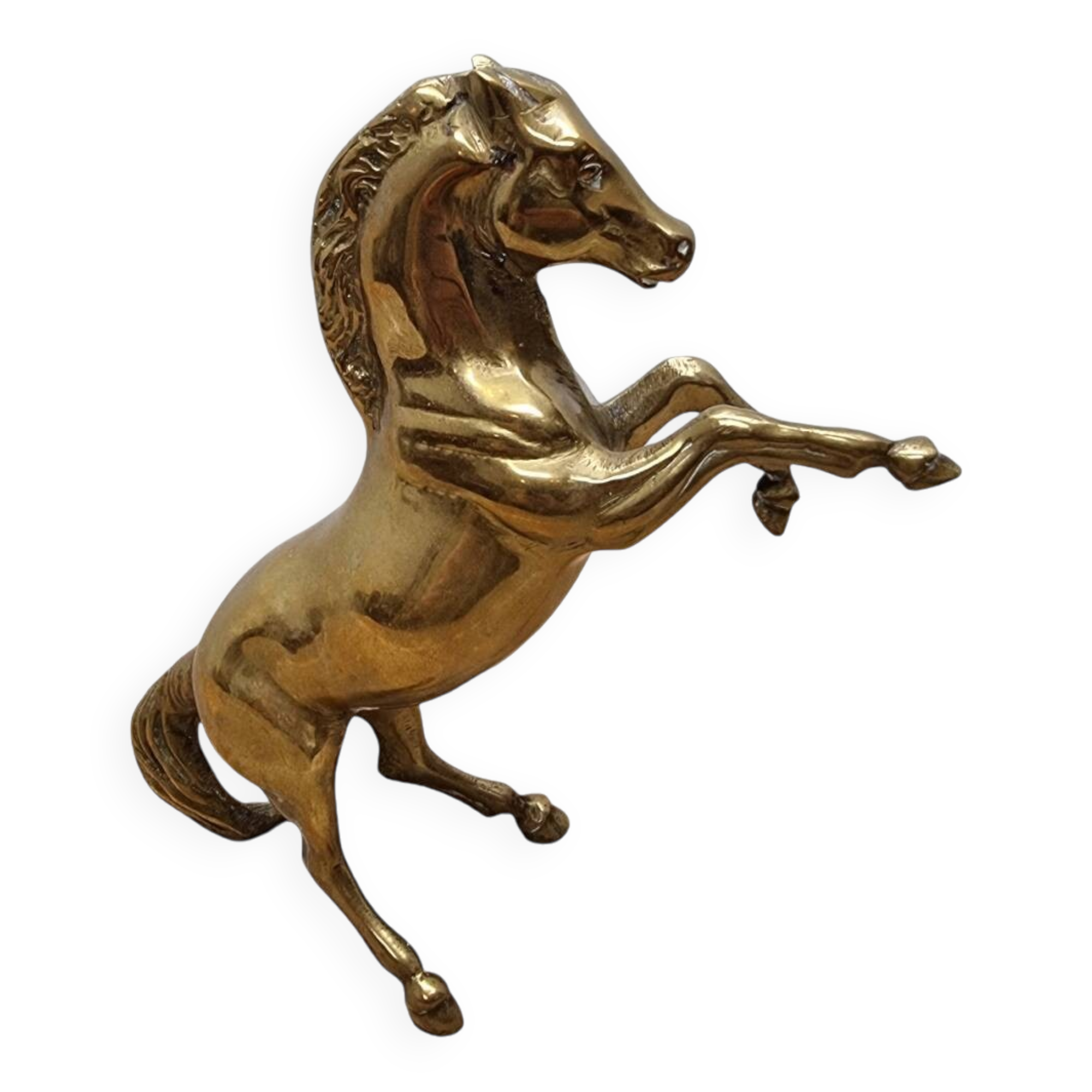 Vintage Brass Horse Rearing 70s